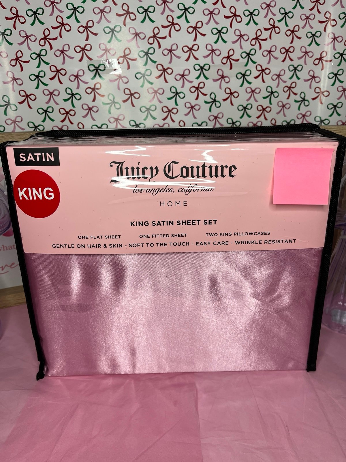Juicy Couture Pink Satin Sheets - King