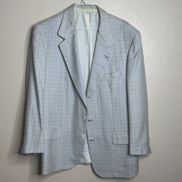 BRIONI Augusto Blazer Mens 42R Cream Gray Plaid Pure Cashmere Sport Jacket Italy
