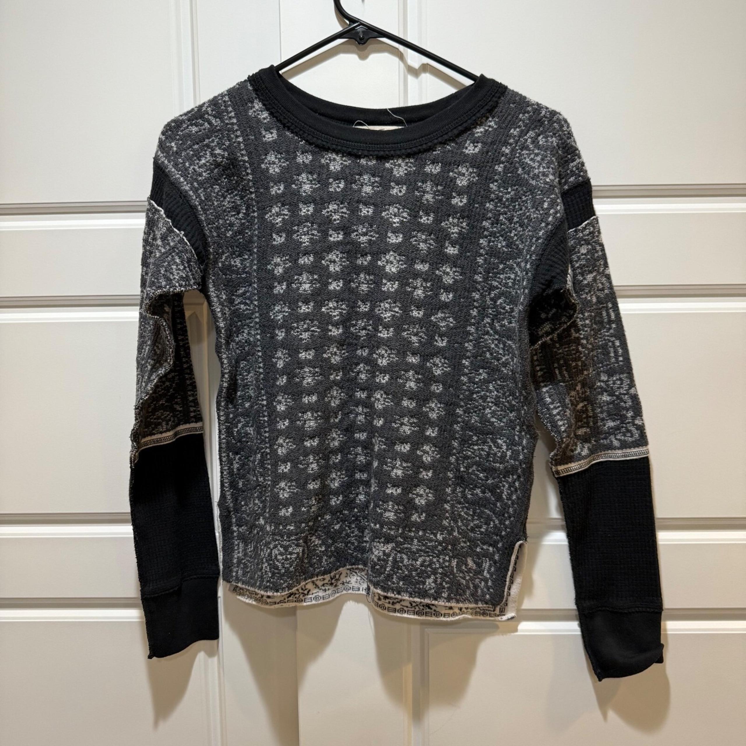 We The Free Thermal Knit Top Patterned Long Sleeve Pullover Extra Small