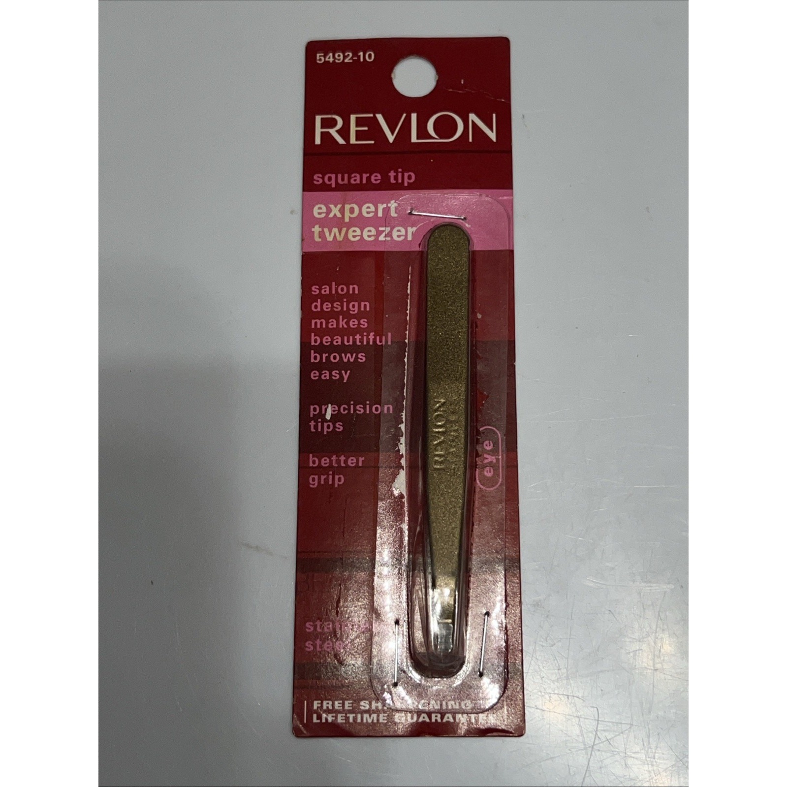 Revlon Square Tip Micro-fine Expert Tweezer 5492-10 New Packaged Damage Gold