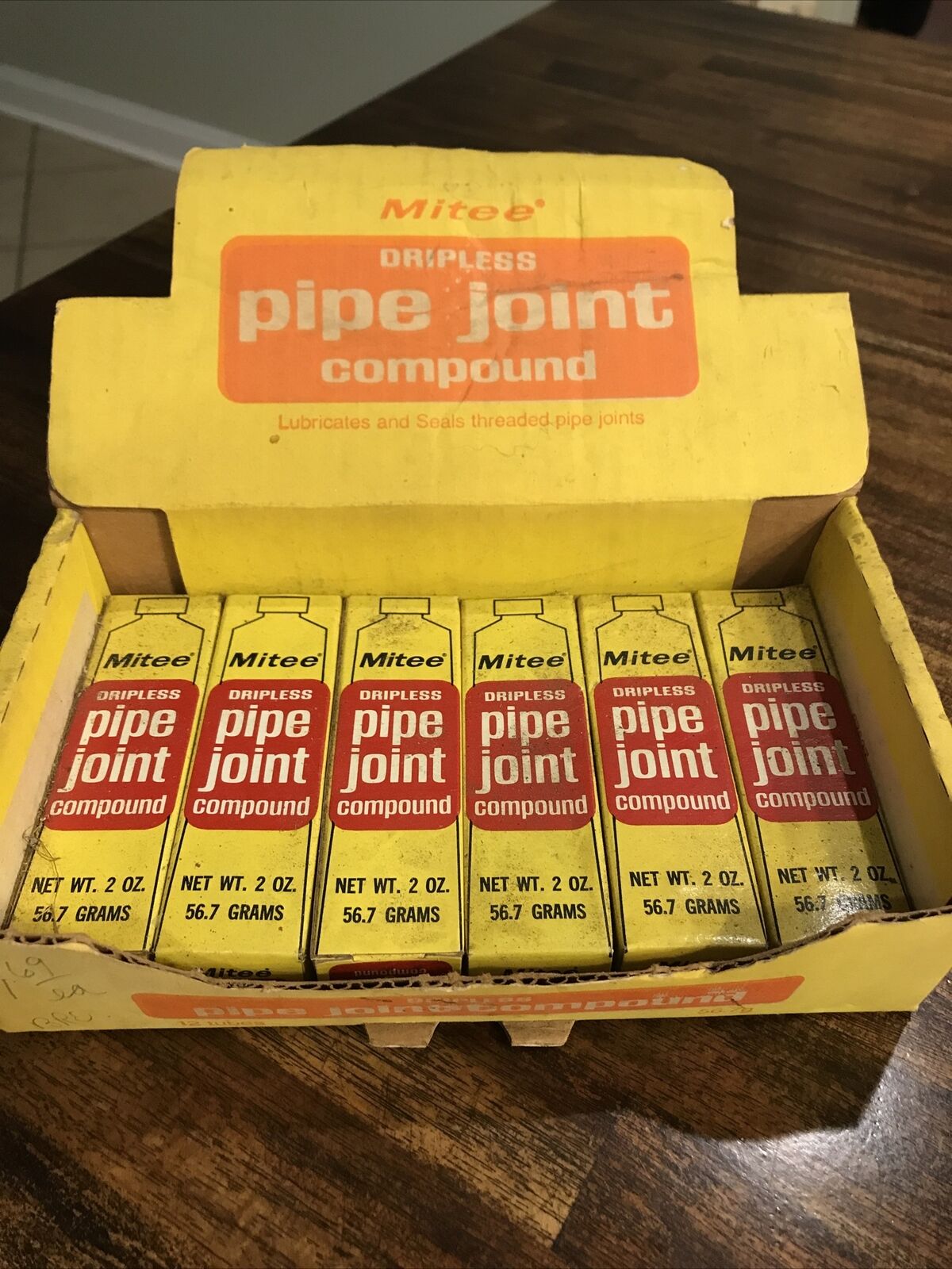 VTG 2oz Mitee Dripless Pipe Joint Compound Tubes x 6 + Box DAP INC. Dayton, Ohio