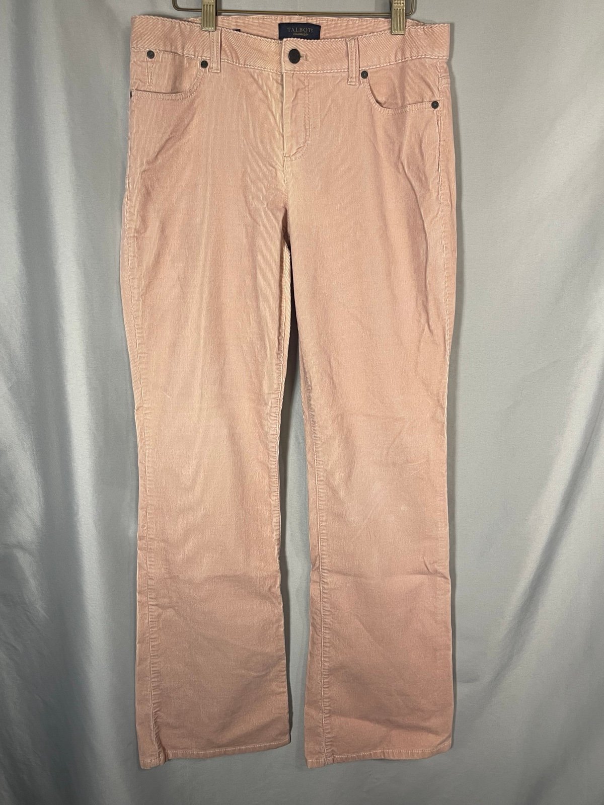 Talbots Pants Womens Corduroy Light Pink Signature Boot Cut Retro Sz 10L Tall