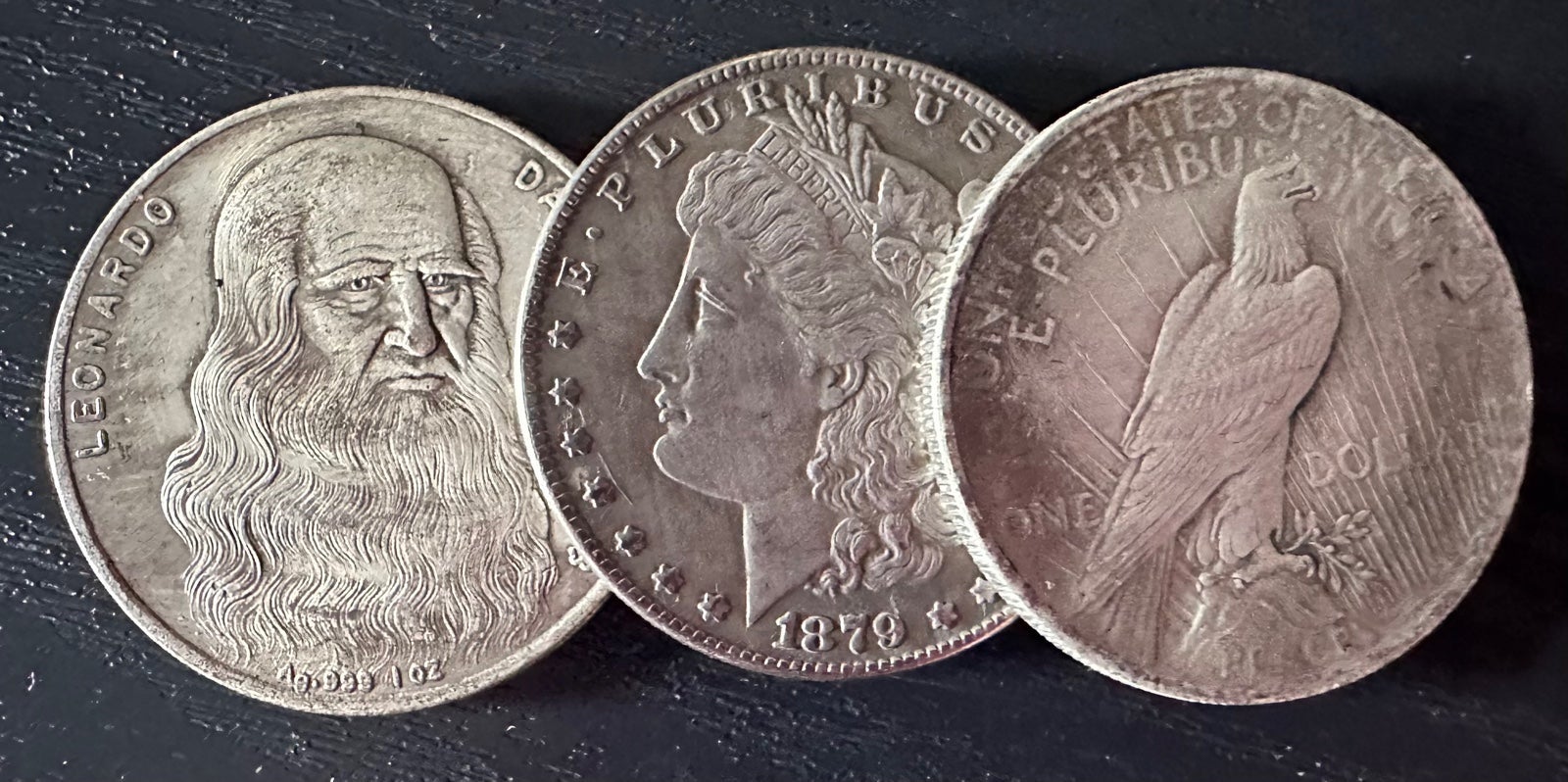 3pcs vintage coin Leonardo da Vinci + 2 free metals