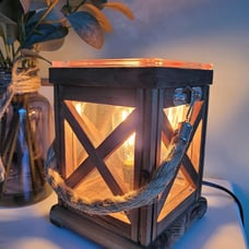 Vintage Bulb Illumination Fragrance Warmer- Light-Up Warmer Walnut and Rope