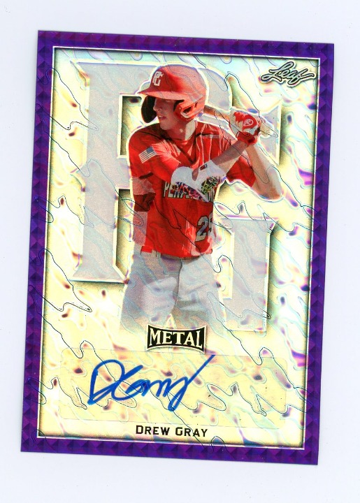 2020 Leaf Perfect Game Drew Gray MARBLE PURPLE AUTO 1/1