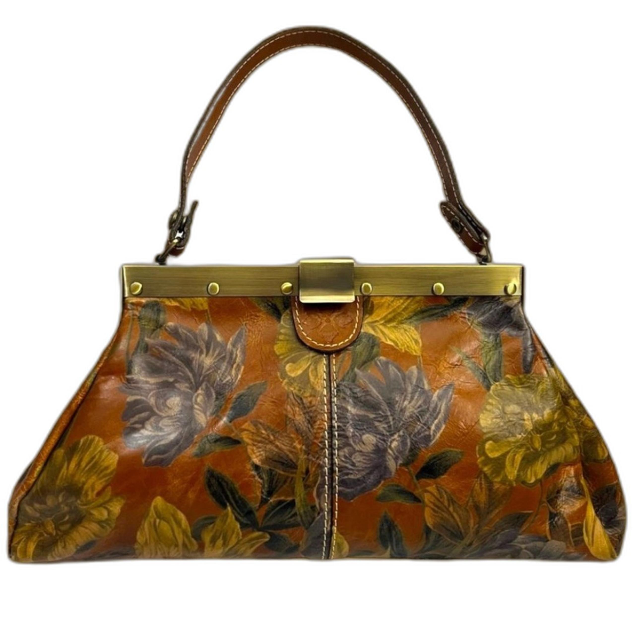 PATRICIA NASH LEATHER FERRARA SATCHEL BAG ENLIGHTENED GARDEN RETIRED FLORAL