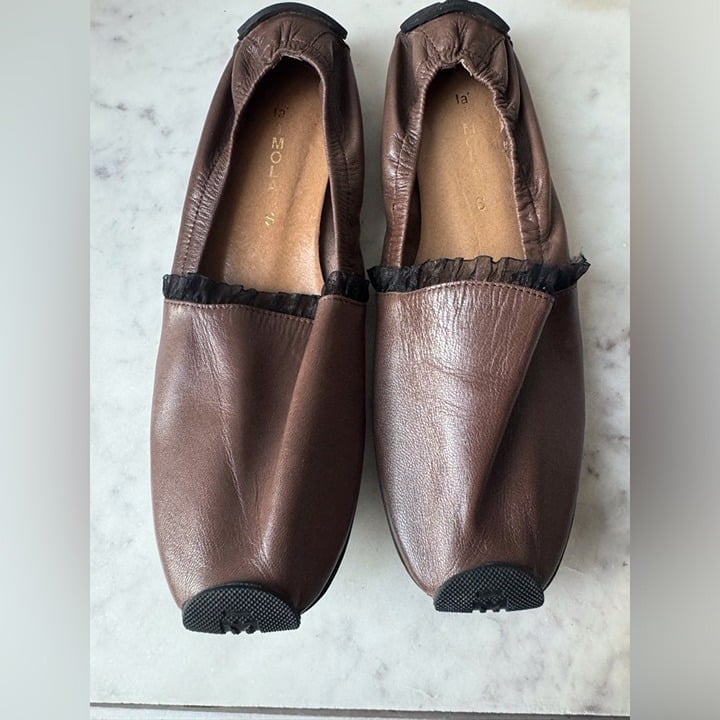 LaImola Women’s Brown Leather Ballet Flats Shoes Size 6.5