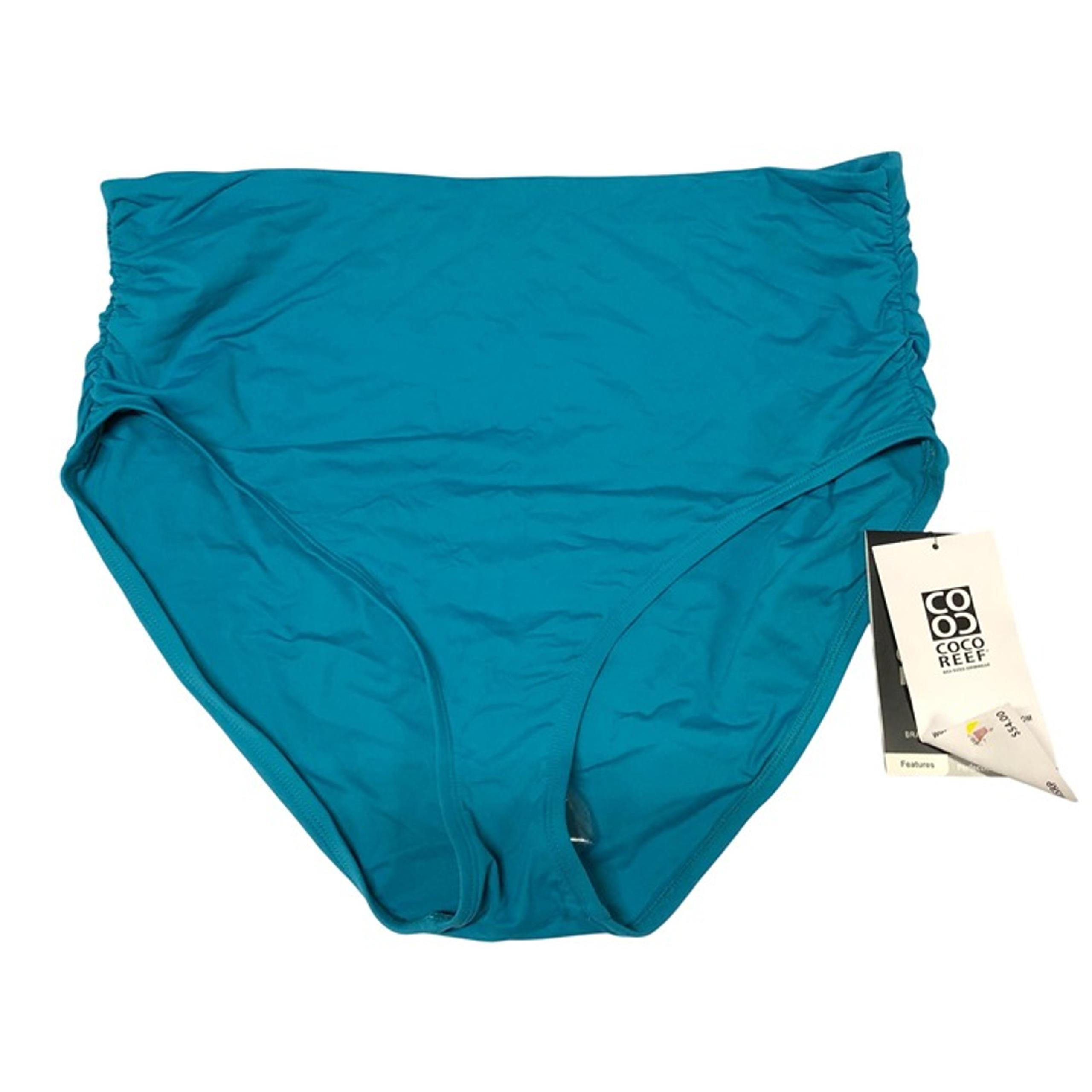 Coco Reef Impulse High-Waist Bikini Bottoms Roll Down Ruched Teal Blue 2XL