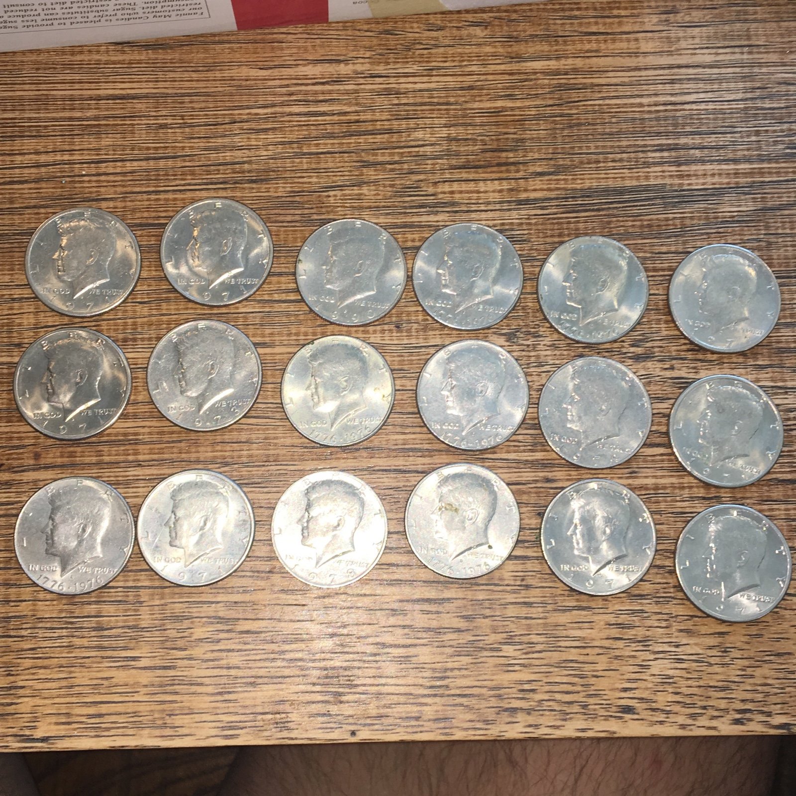 Lot of 18 Assorted John F. Kennedy Silver Half Dollar Great condition