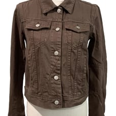 Free People Rumors Denim Cropped Trucker Jacket Chocolate Brown Women Sz XS NWOT