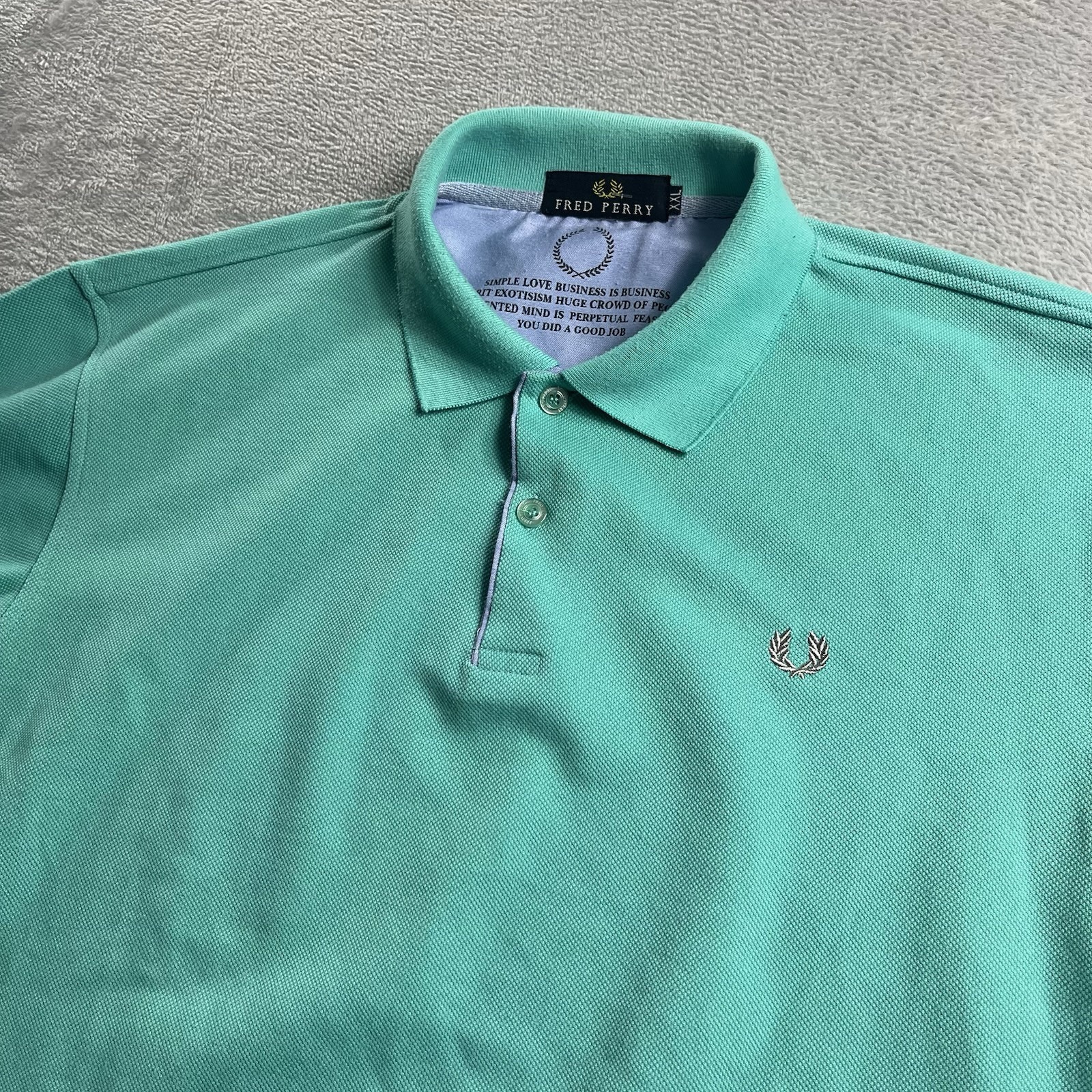 Fred Perry Shirt Mens 2XL Green Polo Short Sleeve Collared Cotton Twill