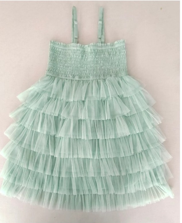 Mint Birthday Ruffles Dress. Flower Girl Dress. Pageant Tutu Dress. Size 5