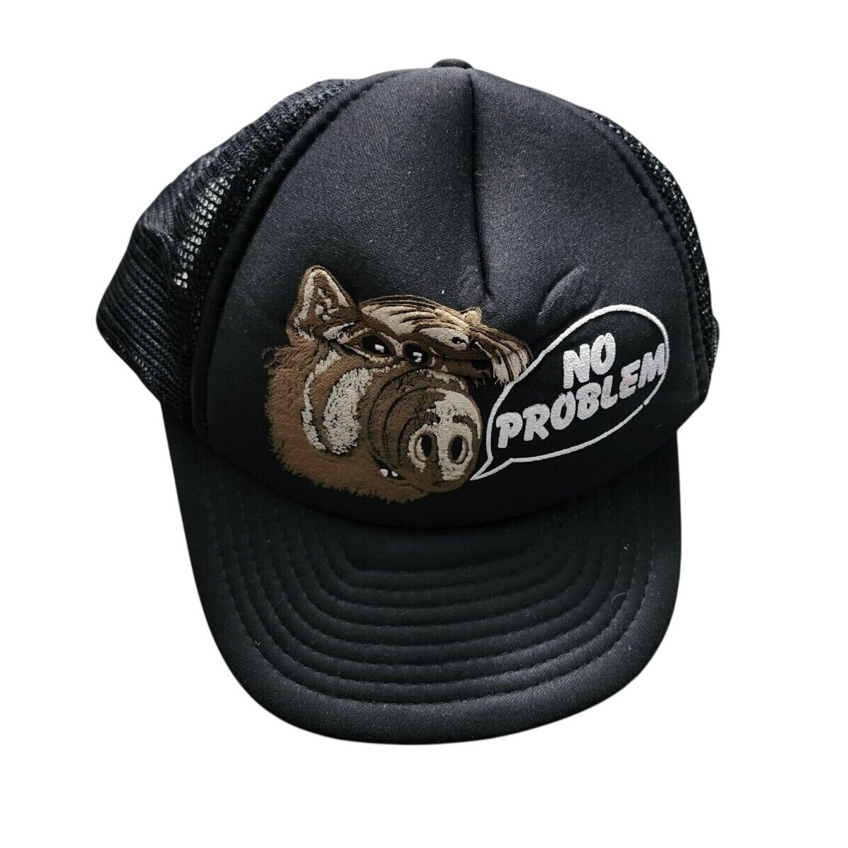 Vintage 1980s ALF Trucker Hat Black Snapback 80s