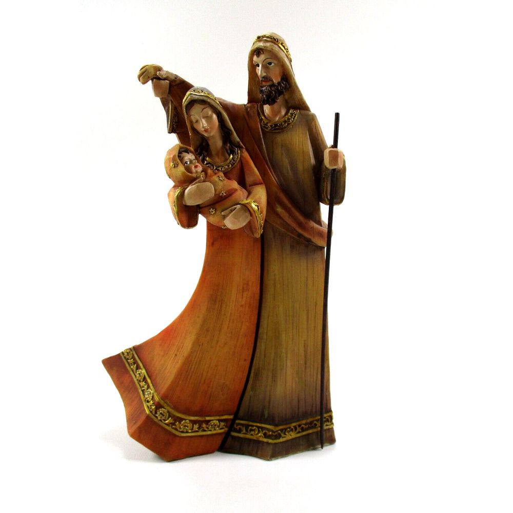 Liscano Holy Family Joseph Mary And Baby Jesus With Gold Trim Detailed Features