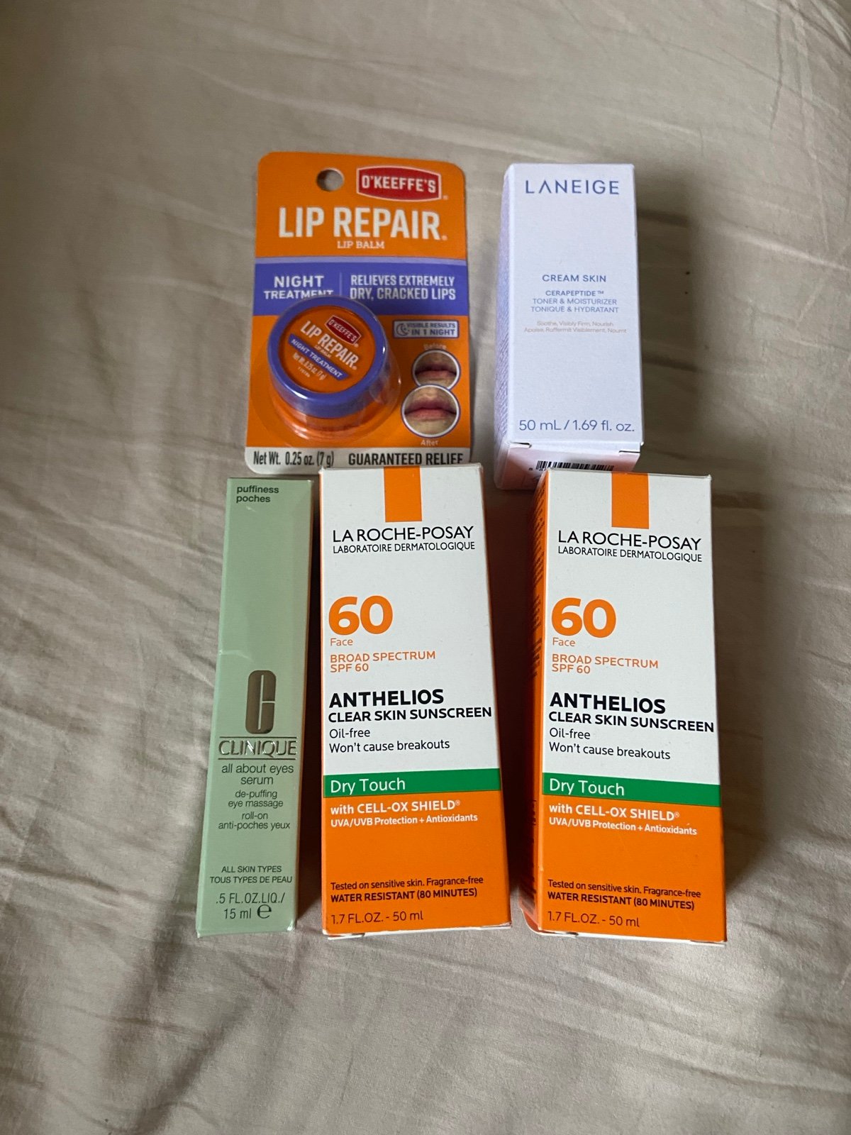 La Roche-Posay sunscreen, Clinique, Laneige
