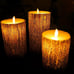Pine Bark Effect Flameless Candles Battery Operated Pillar Real Wax