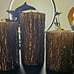 Pine Bark Effect Flameless Candles Battery Operated Pillar Real Wax
