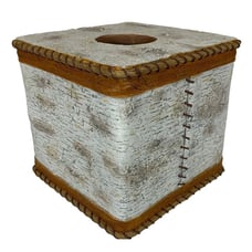 Creative Bath Products Faux White Birch Tissue Box Cover Square Rustic