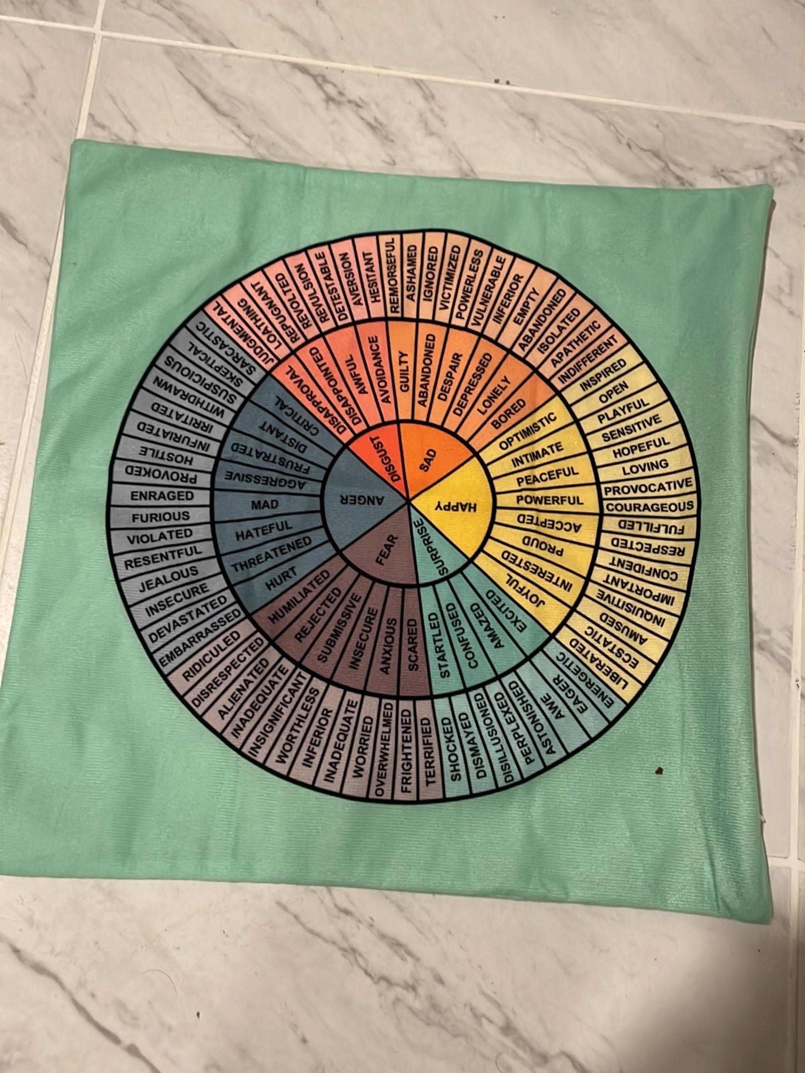 Emotions therapy wheel chart pillow cover