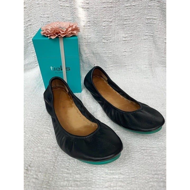 Tieks By Gavrieli Matte Black Leather Ballet Flats WITH BOX & Bag Size 10 (32713