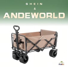 Folding Outdoor Garden Cart Utility Wagon With Cup Holders & Side Pockets,330lbs