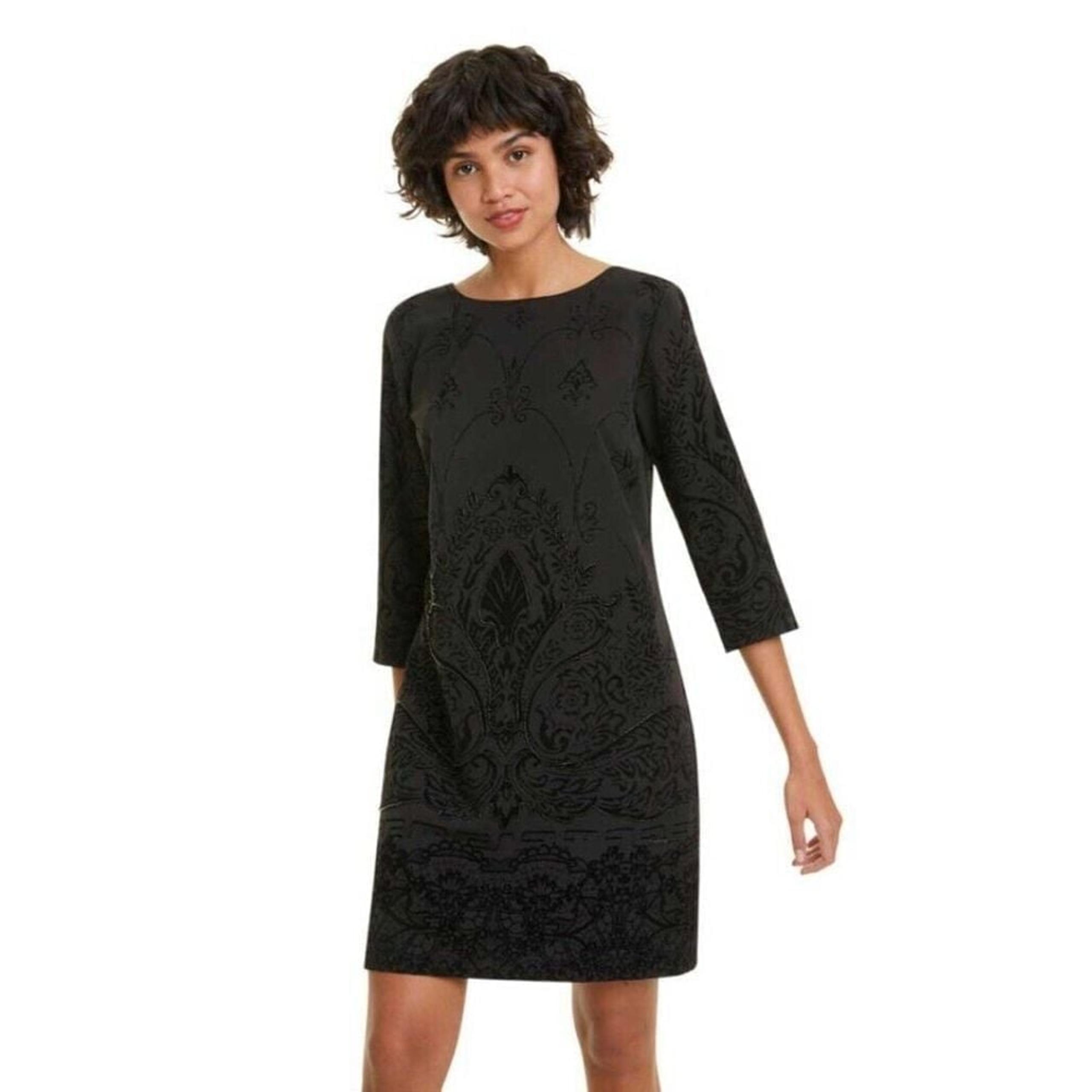 NEW! Desigual Kronen Black Dress With Appliques And Beads US Size 4 $210