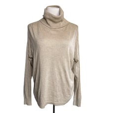Z Supply Agnes Soft Turtleneck Oversized Pullover Sweater Light Cream Tan Medium