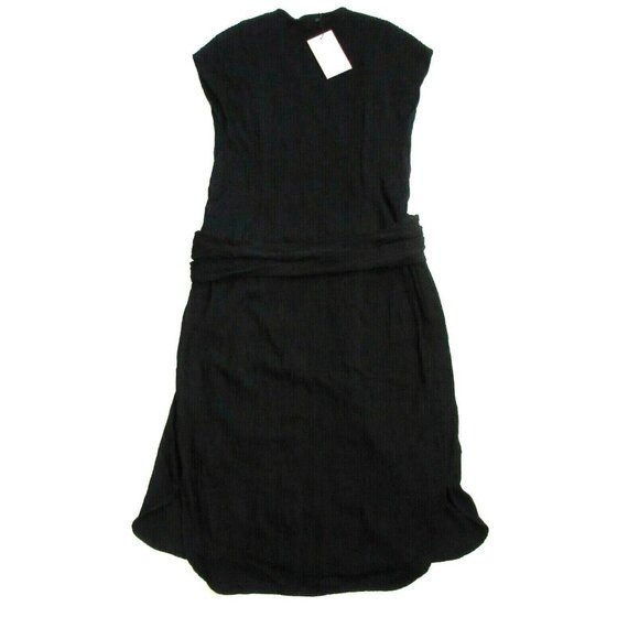 NWT MM. Lafleur Devlin in Black Pleated Jersey Wrap Belted Shirt Dress 4 325