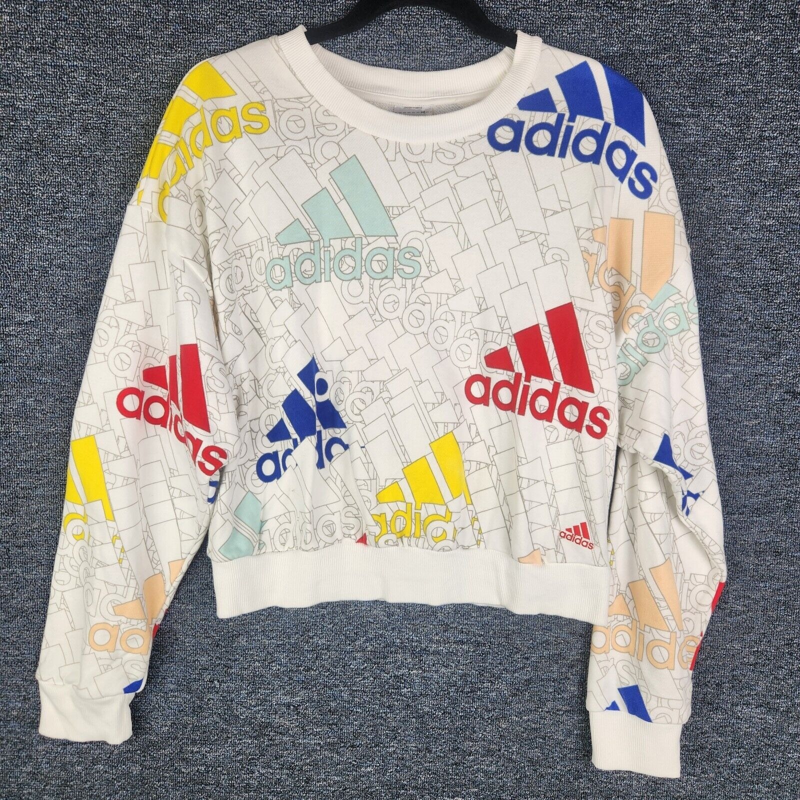 Adidas Women's Essentials Multi-Colored Logo Cropped Sweat, Size M