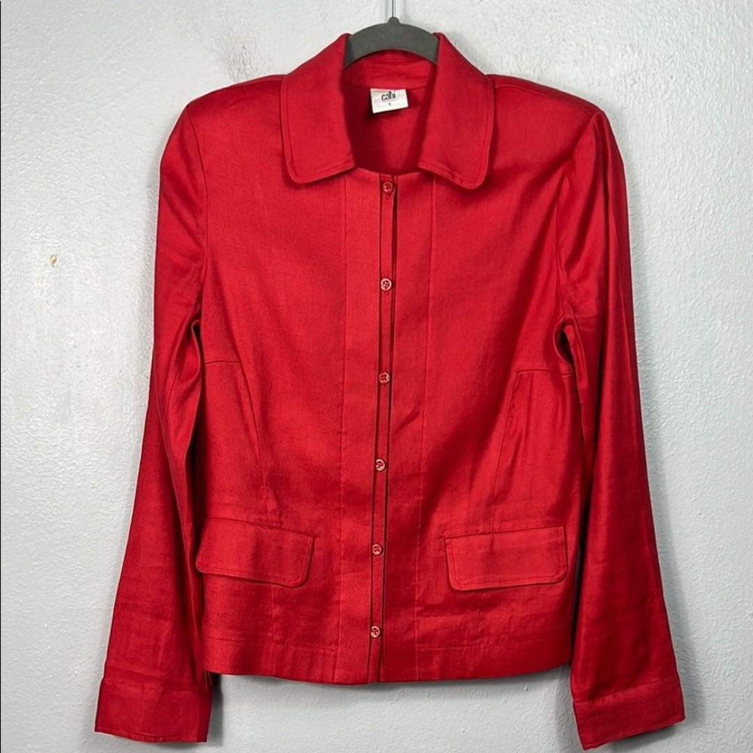 Cabi Valentine Red Linen Blend Jacket Small