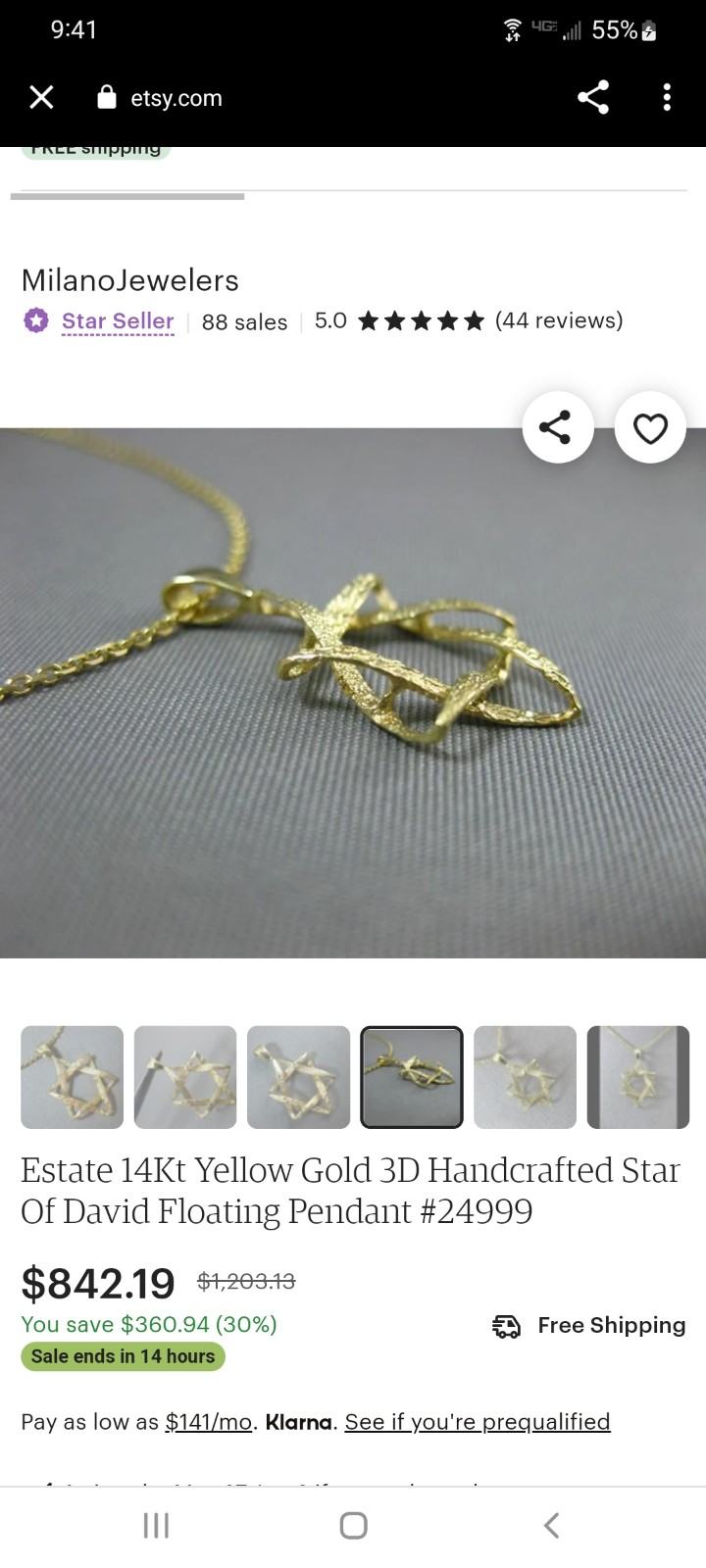 Hammered woven star of David pendant