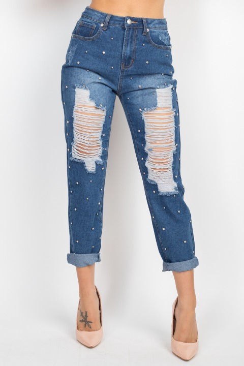 Ladies Brand New Rhinestone Accented Blue Jeans Size Small