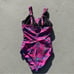 Spanx One Piece Draped Swimsuit Slimming Waist Control pink art deco