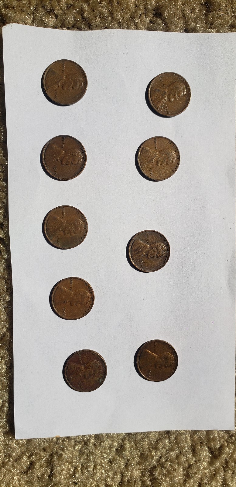 Set of 1940's wheat pennies
