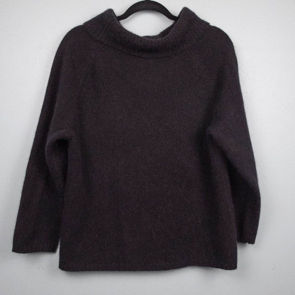 Vintage Rafaella black angora wool blend cowl neck sweater-XL
