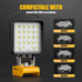 32W 3200LM LED Work Light for Dewalt Max 20V Battery, Portable Cordless LED