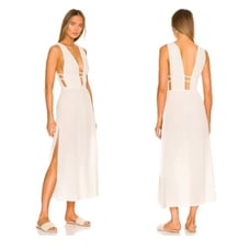 NEW L Space Womens Kira Maxi Dress Swimsuit Cover Up White Size Small-145