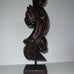 Vintage Vintage Handcarved Wood Scroll Tall Statue on Wood Stand 14.5” Tall
