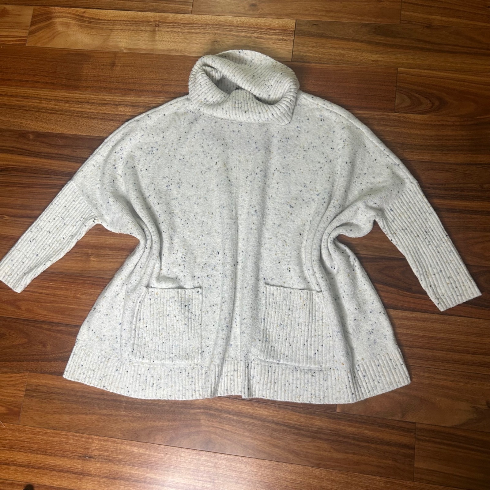 Loft FLECKED POCKET PONCHO SWEATER oversized baggy knit