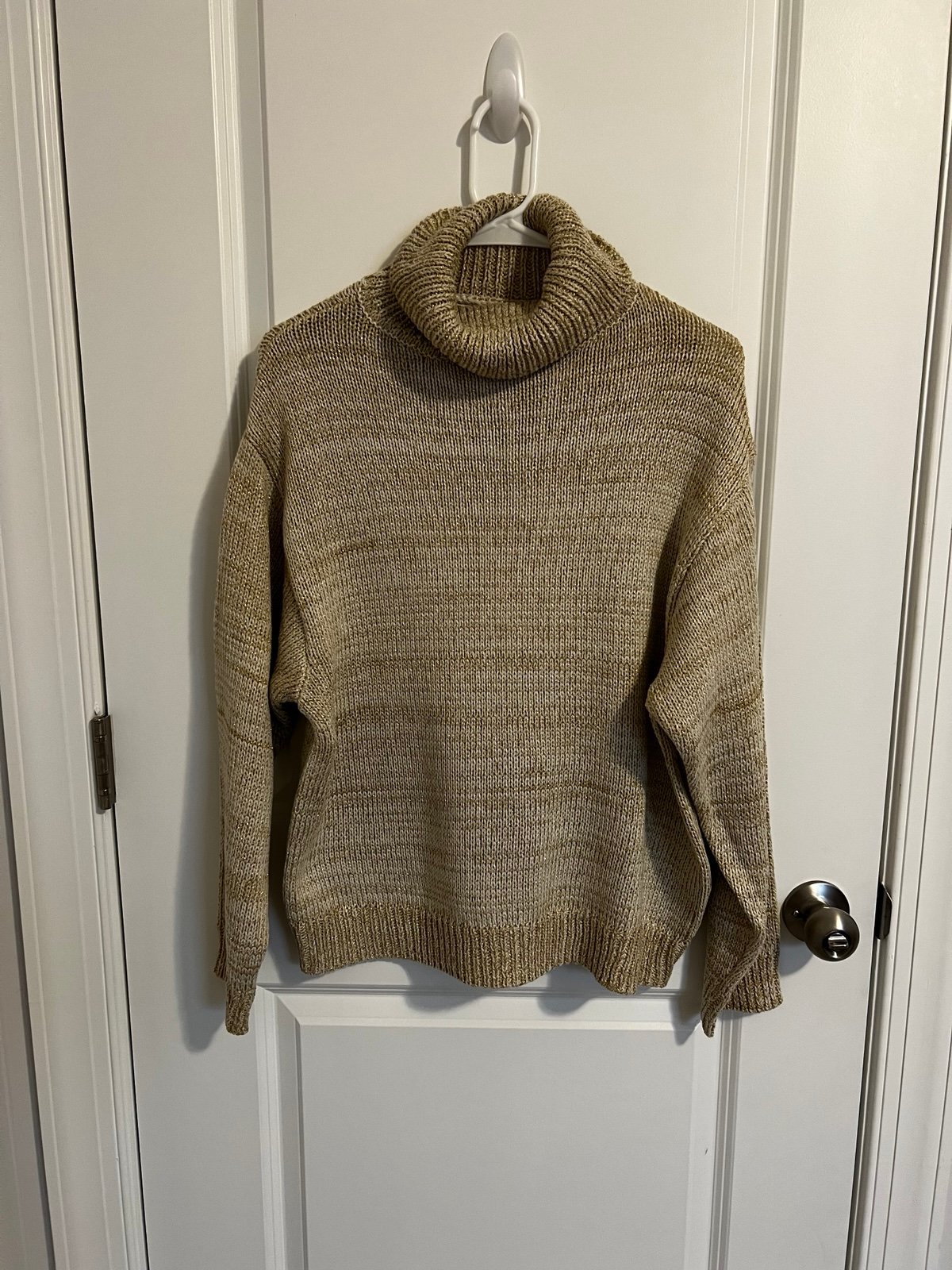 Joe's Jeans Lurex Sweater Women's Size Large Gold And Cream Metallic Turtle Neck