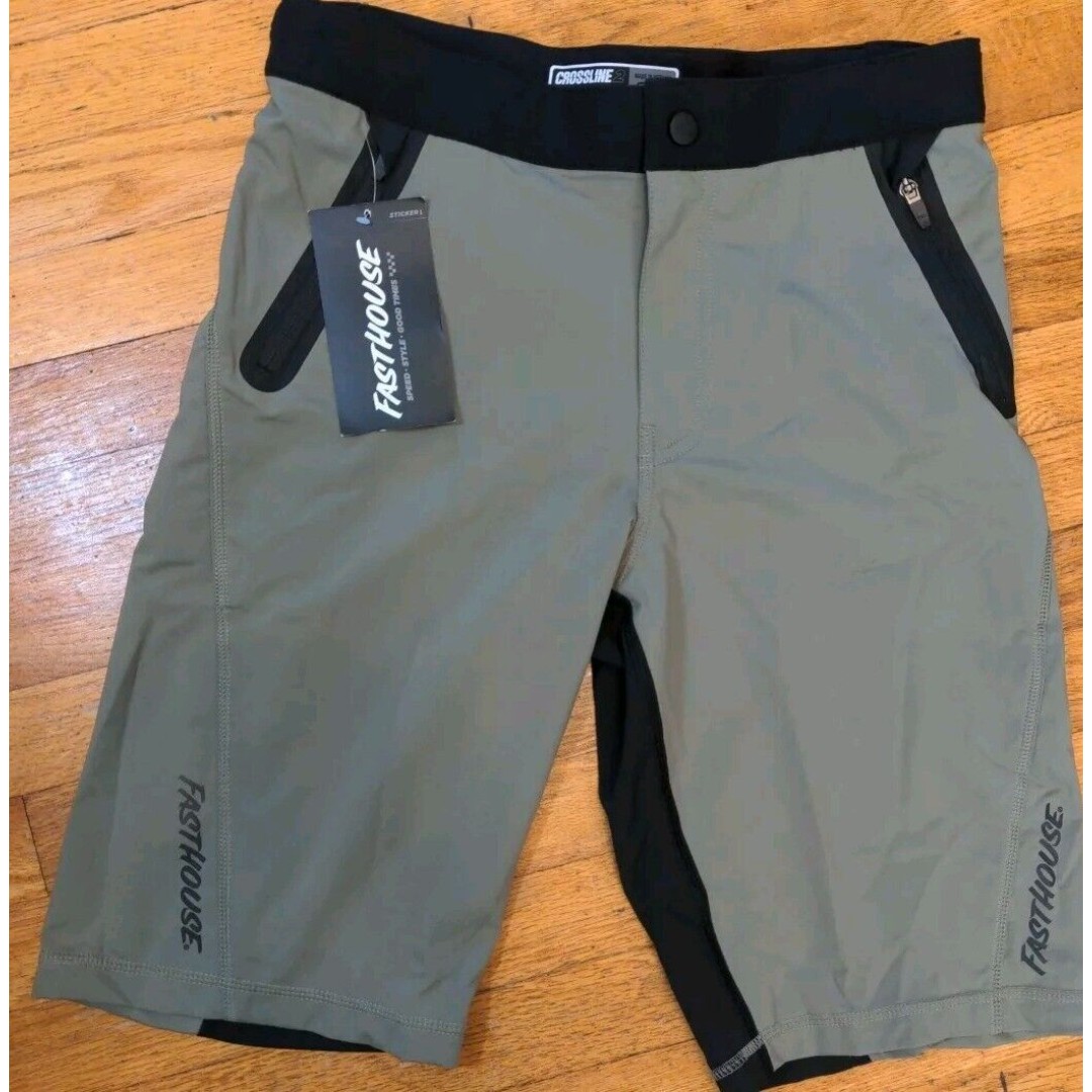 Brand New Fasthouse Men's Crossline 2 Mountain Bike Shorts Green/Black Sz 30 NWT