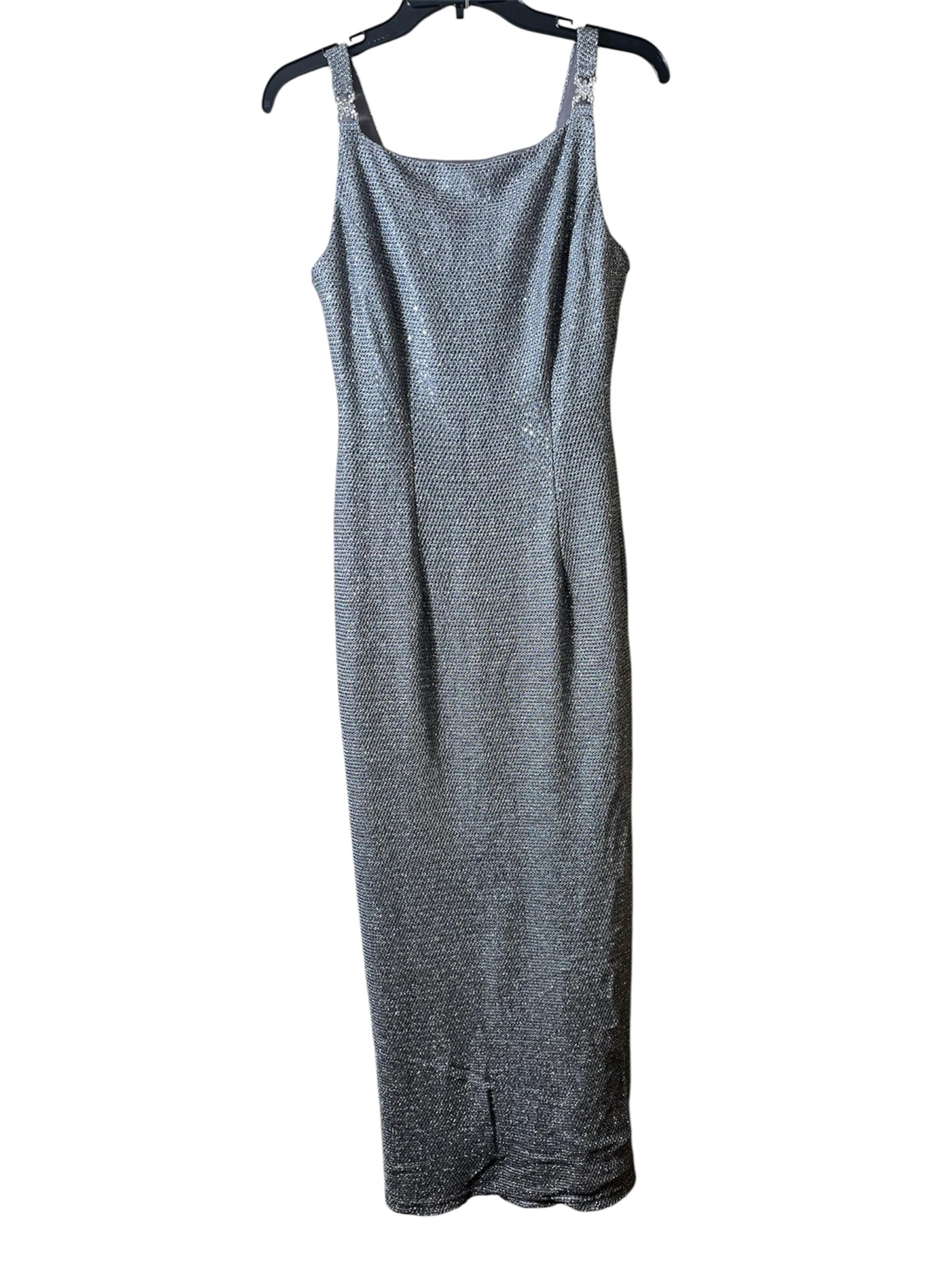 Vintage Molly Malloy Elegant Sparkly Silver Evening Gown Made in USA Size 8