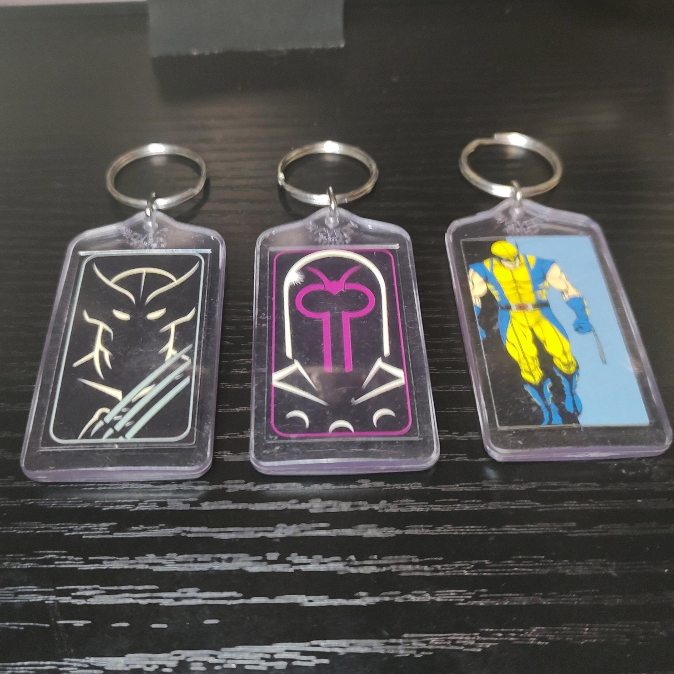 Lot of 3 X-Man Official Keychains Wolverine & Magneto Marvel Keyring Vintage