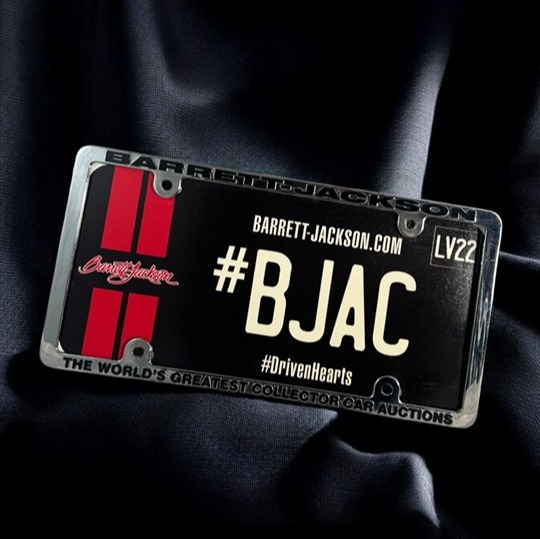 RARE BARRETT-JACKSON LICENSE PLATE FRAME *HTF* CHROME-METAL