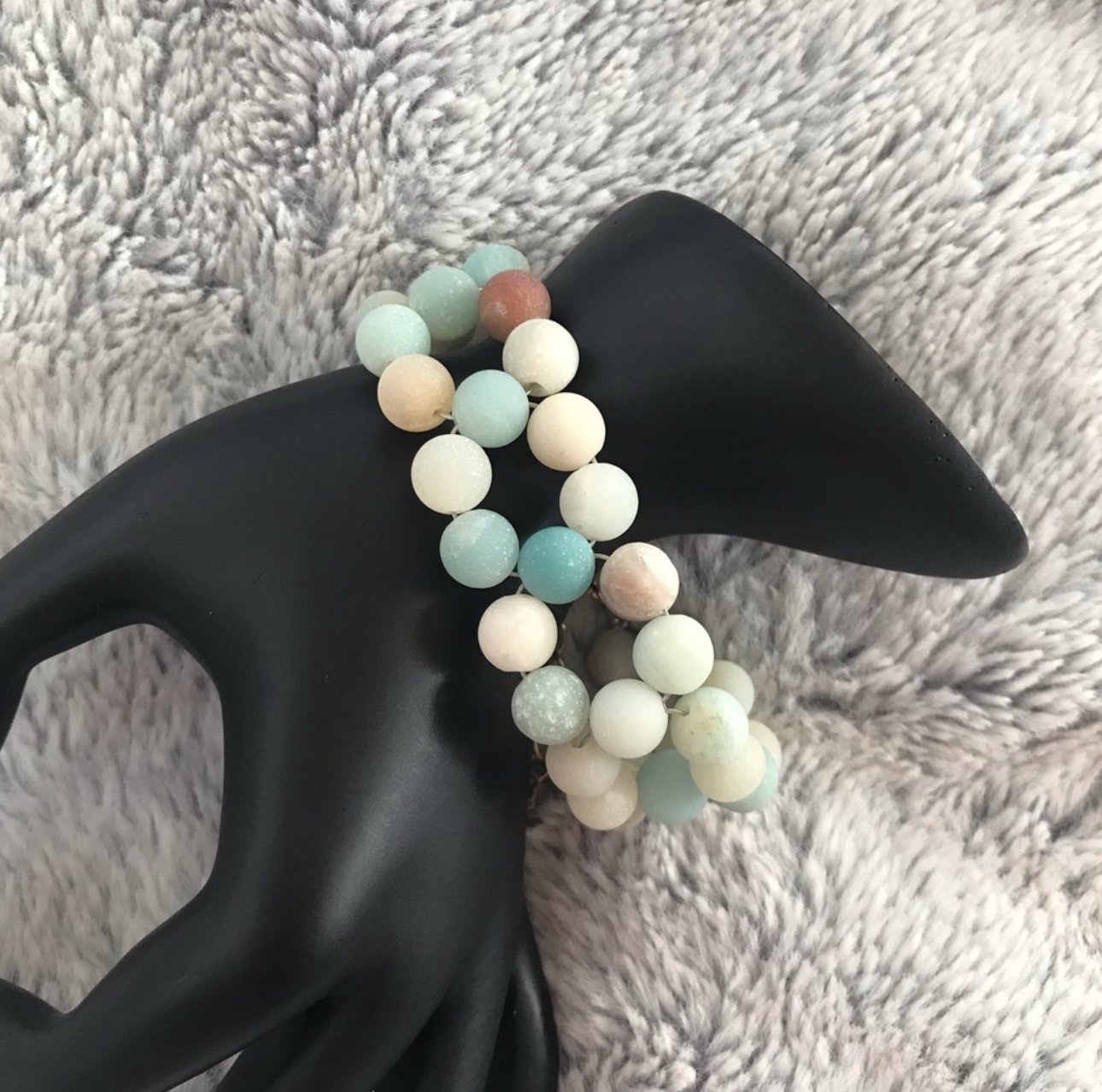 Matte Amazonite 14k gold plated beaded bracelet