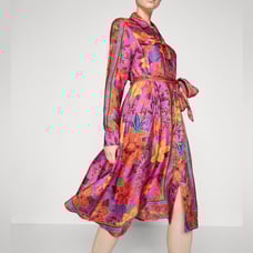 Farm Rio Pink Tropical Tapestry Lenzing Ecovero Viscose Shirtdress S