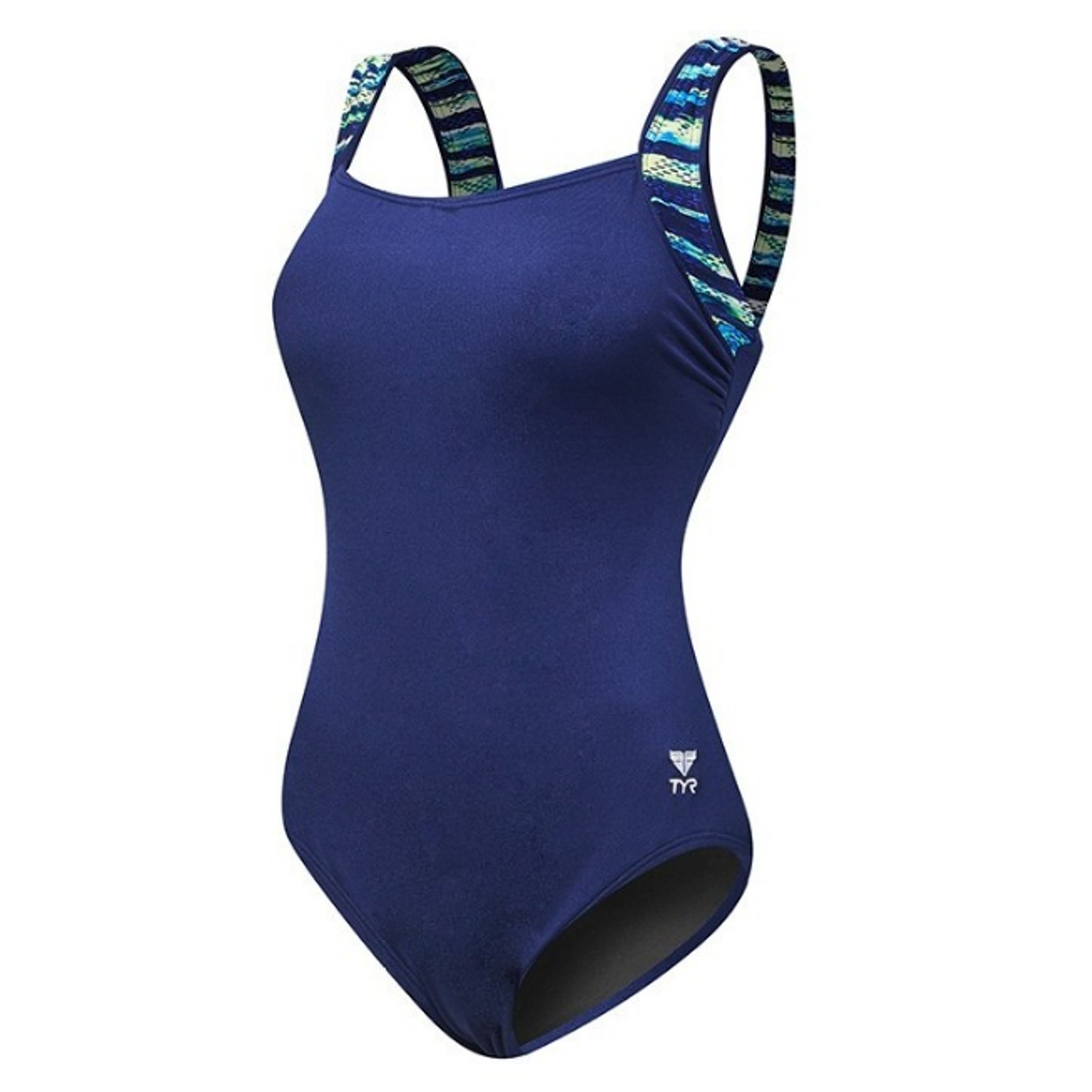 TYR Women BELVUE Aqua ControlFit 1pc SwimSuit Navy Green - Size 8- 80