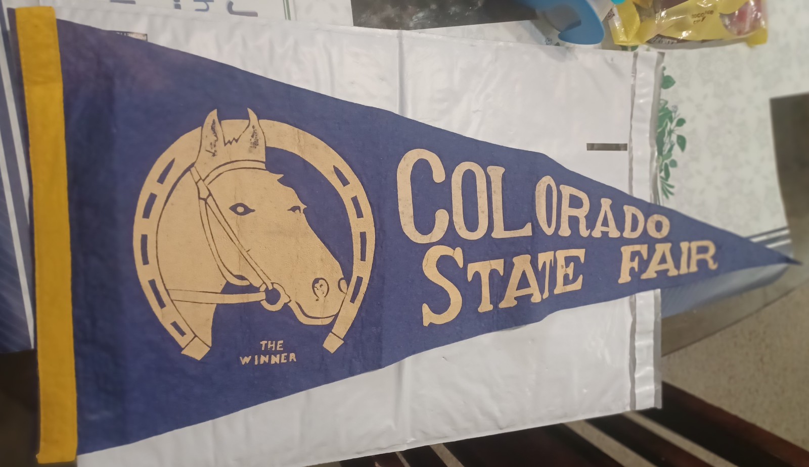 A BEAUTIFUL VINTAGE COLORADO STATE FAIR FELT PENNANT MEASURES 26 INCHES
