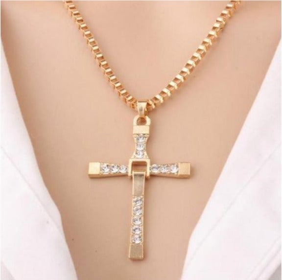 2ct Diamond 14K Gold Cross Necklace Womens 20 Jesus Chain Jewelry 14 karat 2 ct