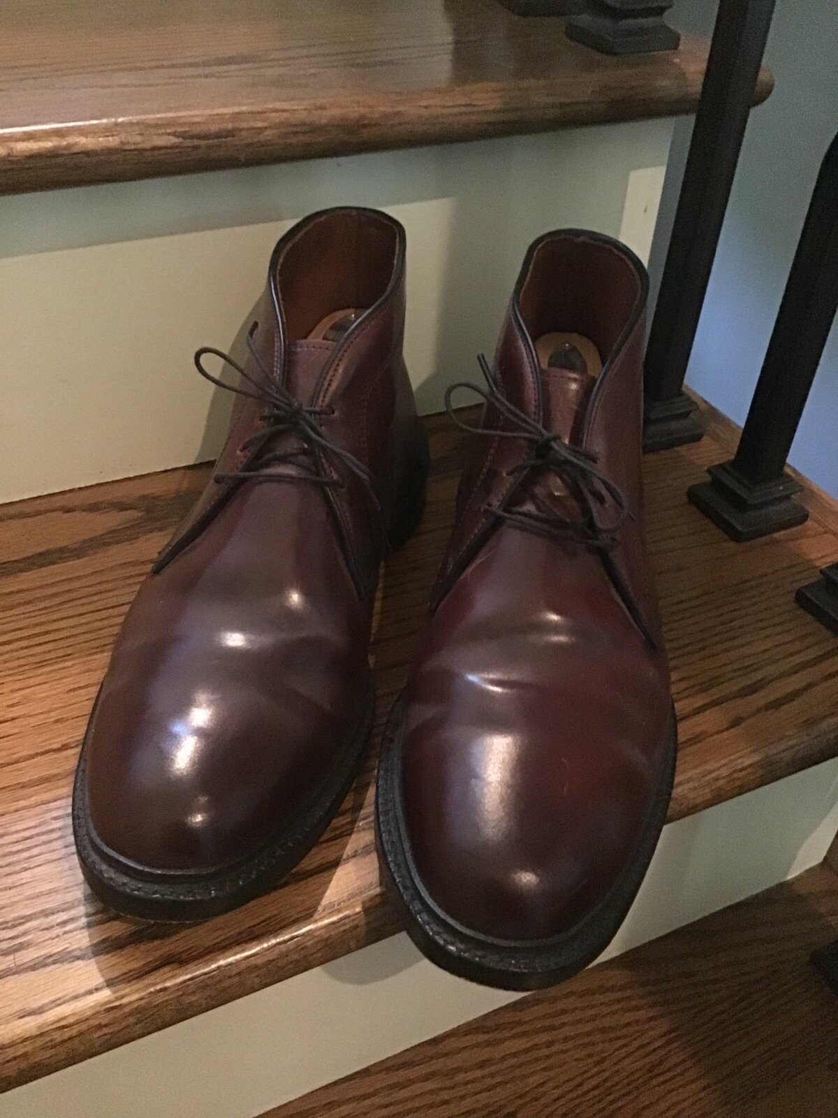ALLEN EDMONDS CORDOVAN HORSE LEATHER HIGH TOP DRESS SHOES. SIZE: 10 1/2 D